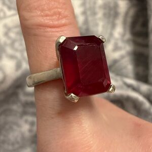 Elegant Emerald Cut Ruby Red Ring!